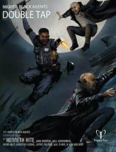 The cover of the book Night's Black Agents - Double Tap, showing a techno-espionage characetr